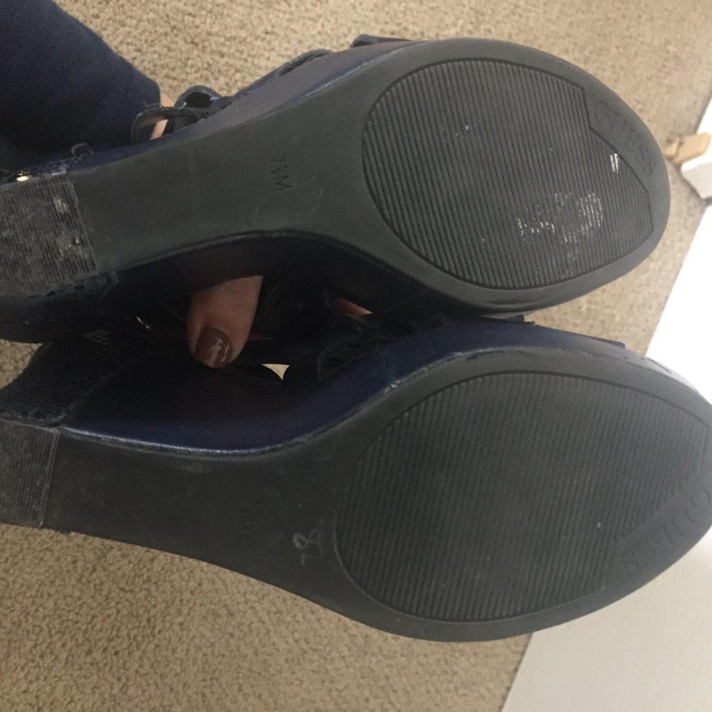 Snake skin Navy wedge - Picture 4 of 9